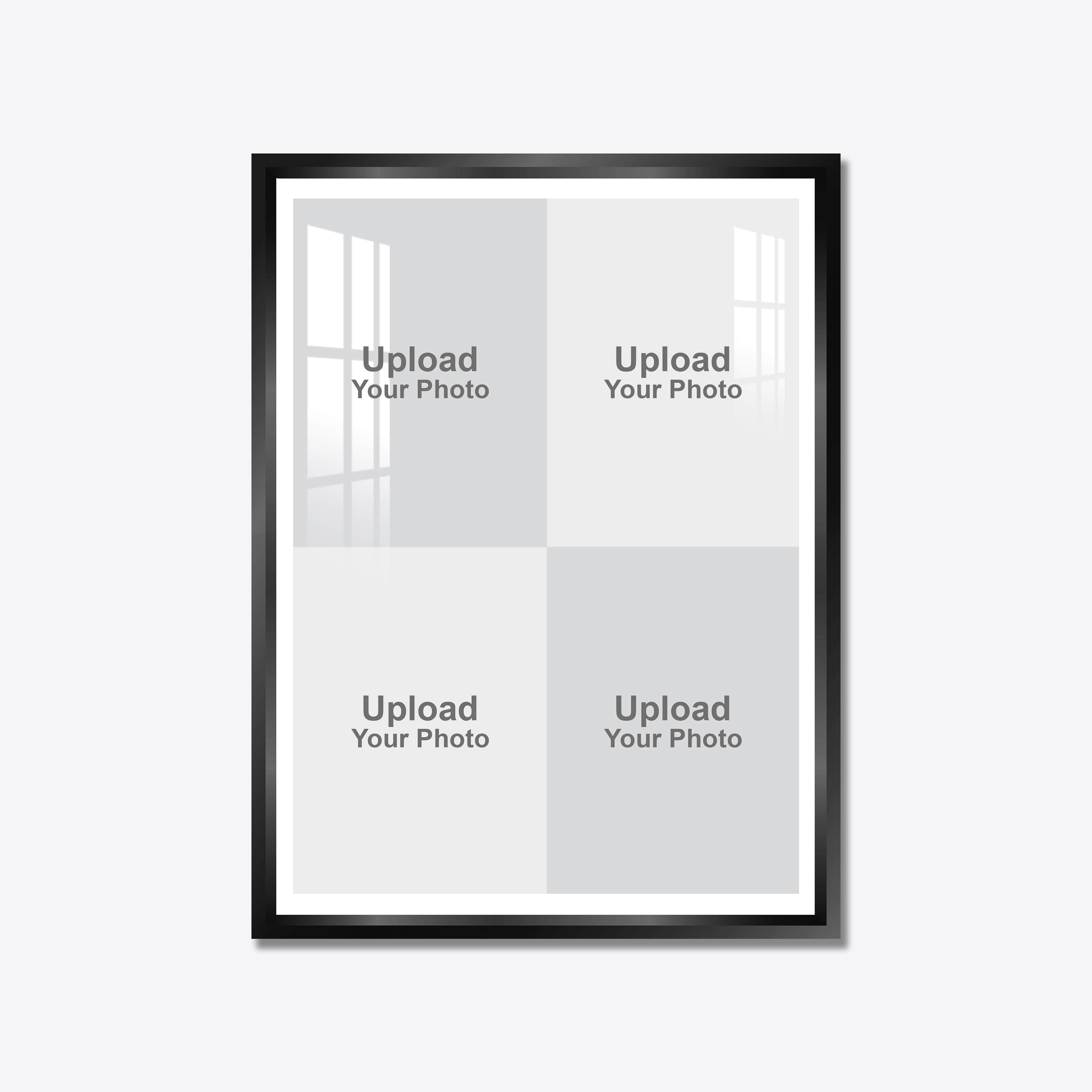 Aluminium Framed Acrylic Photo - Portrait 4 Pics Collage Black - Image 1