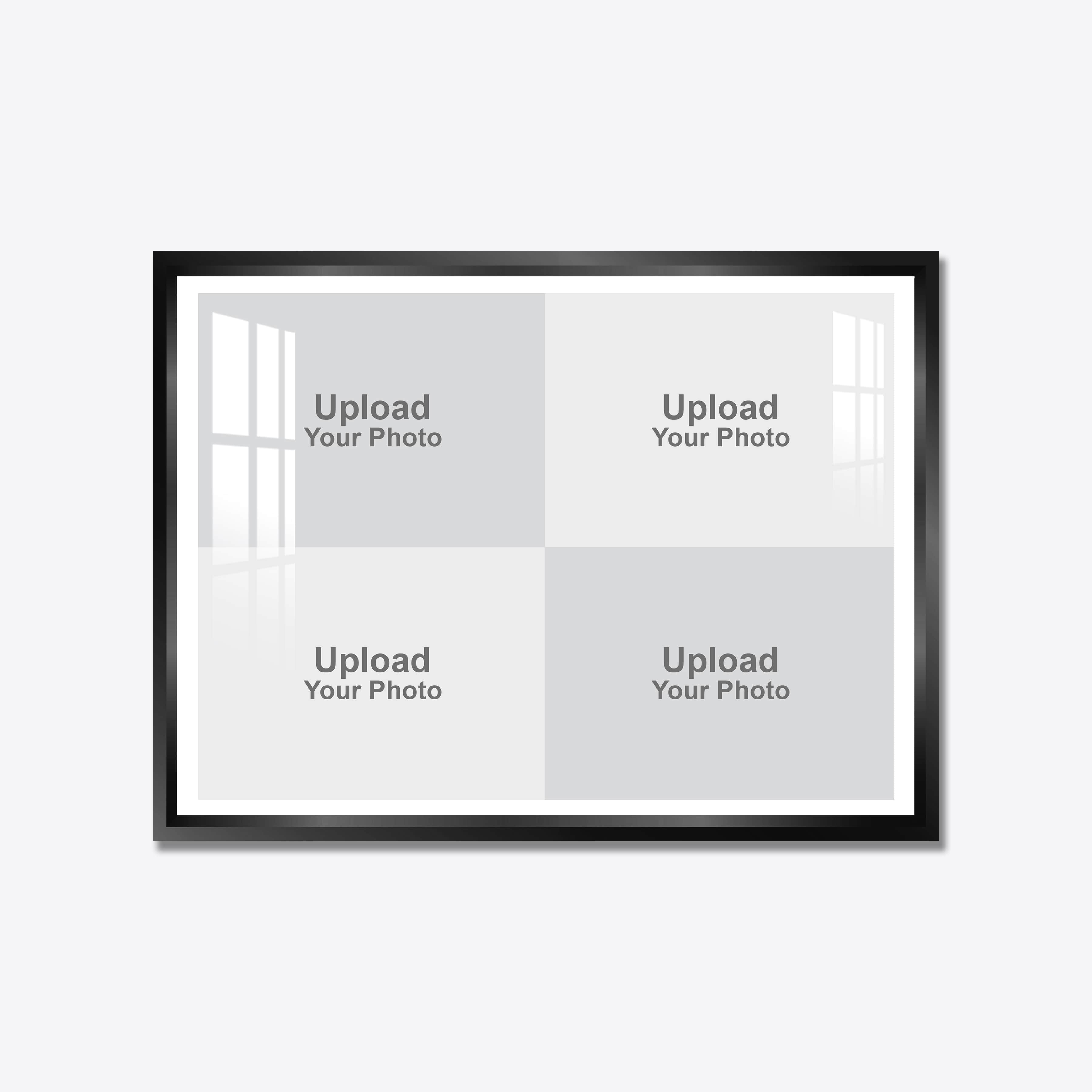 Aluminium Framed Acrylic Photo - Landscape 4 Pics Collage Black - Image 1