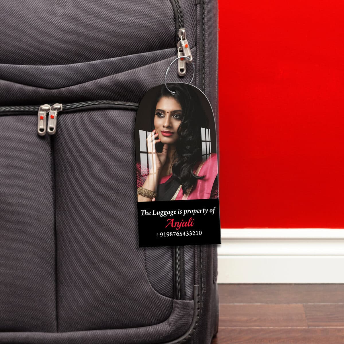 Oval Personalised Acrylic Photo Luggage Tag - Image 1